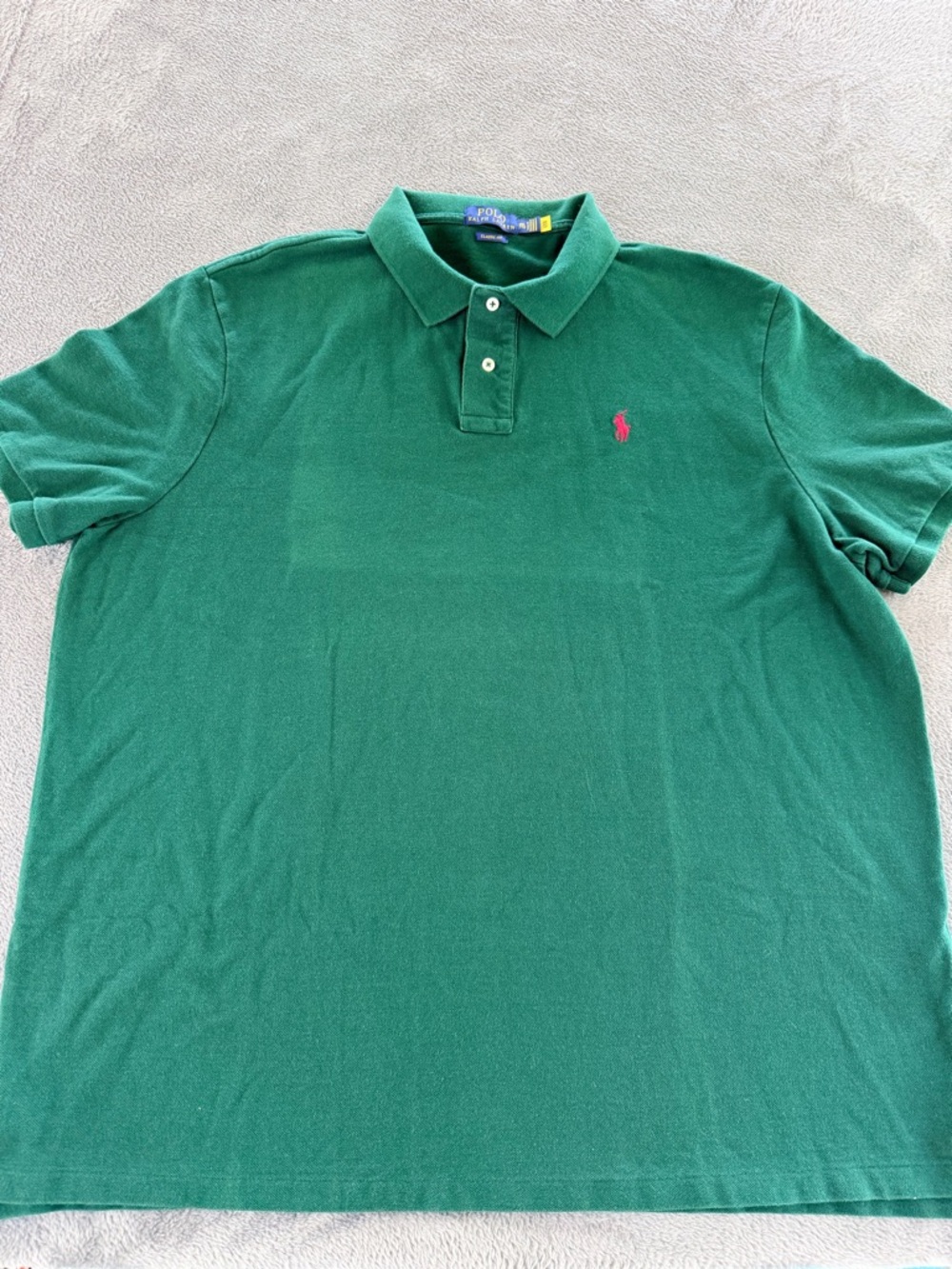 Ralph Lauren Green Polo with Pink Pony Embroidery